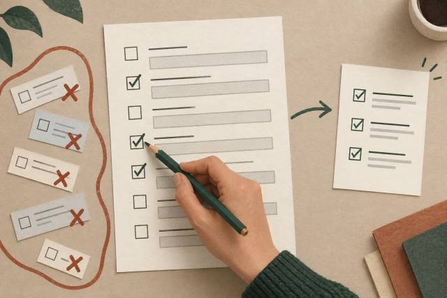 An editor selecting allowed fields on a paper form before producing orderly results