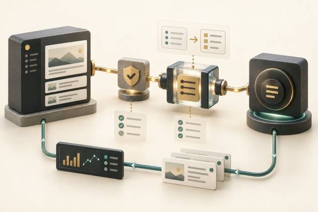 A narrow content ability passing through permission and adapter checkpoints to an agent