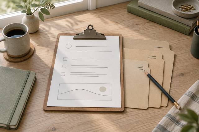 Repository guidance arranged as a concise working document on a developer's desk